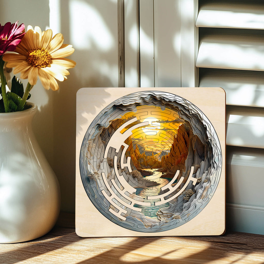 Maze Puzzles¡ªGolden River jigsaw puzzle showcasing a scenic golden river design, enhancing focus and cognitive skills.