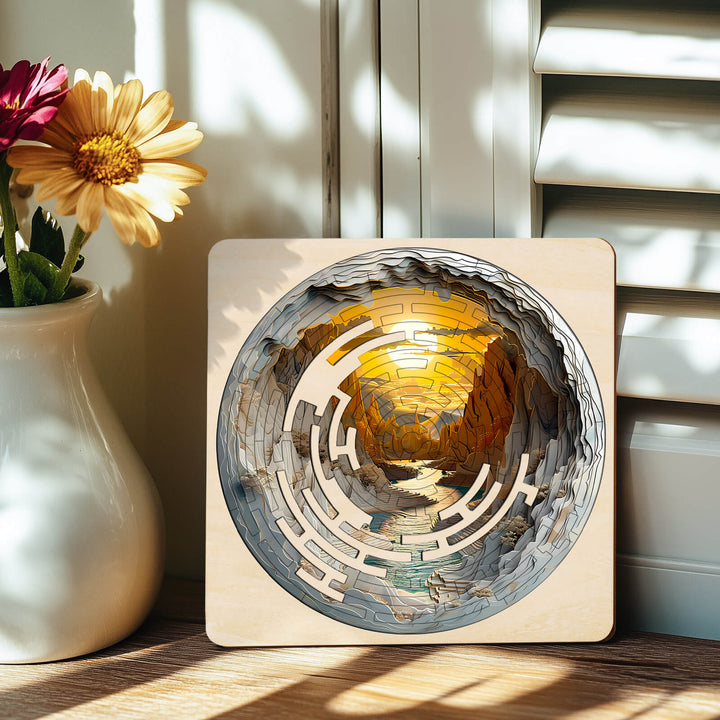 Maze Puzzles¡ªGolden River jigsaw puzzle showcasing a scenic golden river design, enhancing focus and cognitive skills.