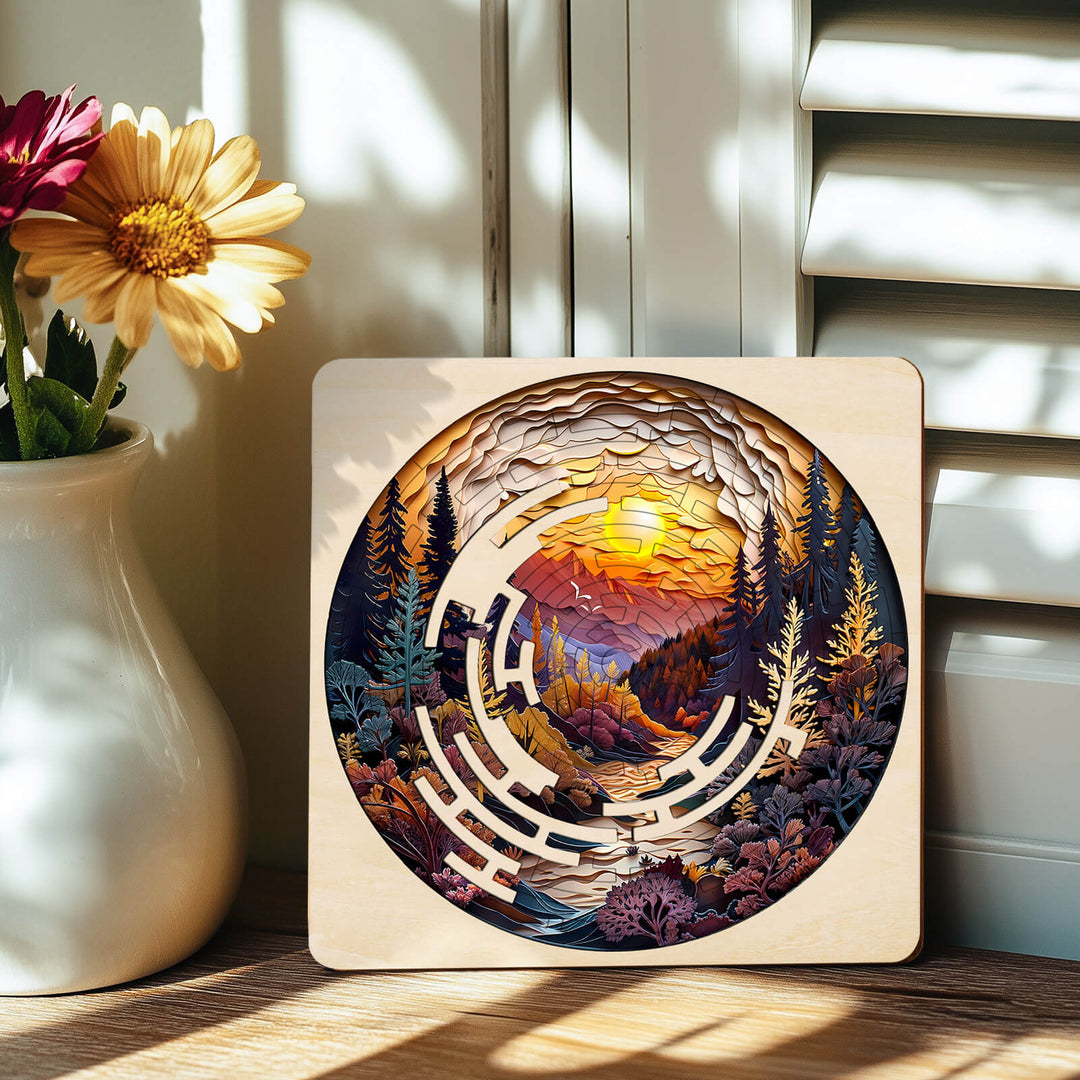 Intricate autumn forest maze puzzle showcasing vibrant colors and natural scenery, perfect for enhancing focus and mind skills.