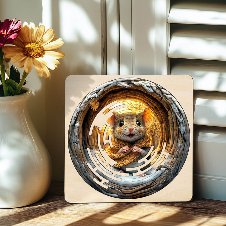 3D maze puzzle featuring a cute mouse, designed for mind games and enhanced focus.