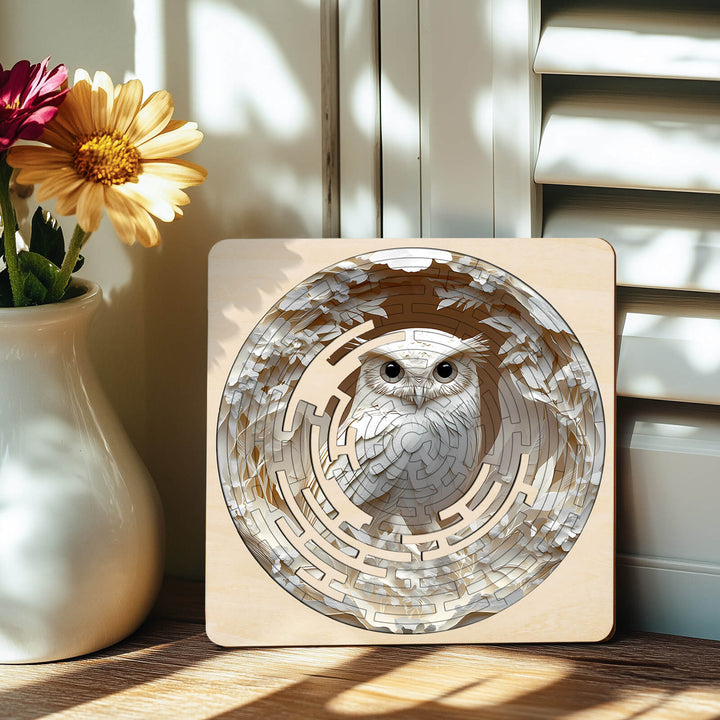Elegant Owl maze puzzle showcasing intricate design for mind games and enhancing focus.