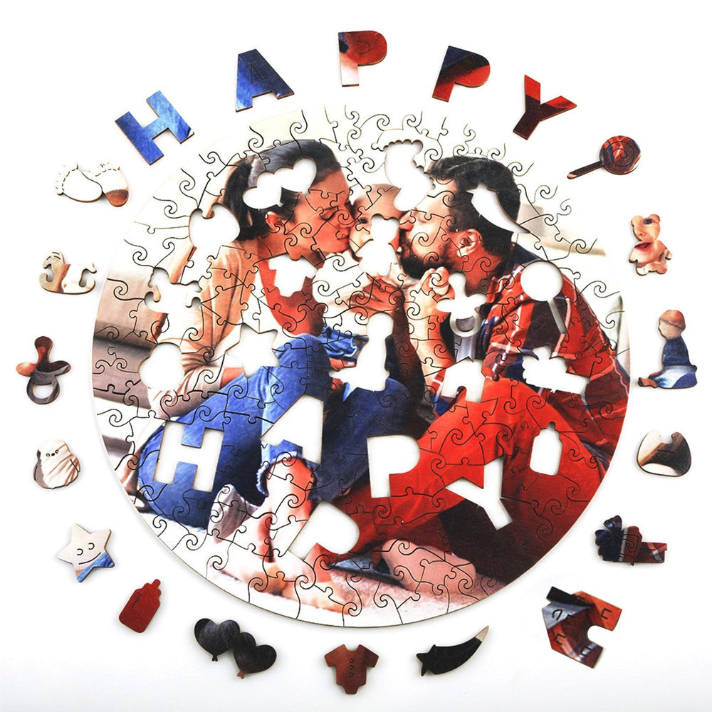 Personalized Photo Happy Family Wooden Puzzles - Woodbests