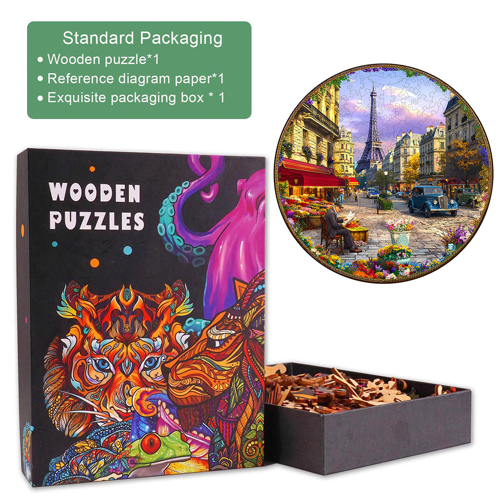 Street scenes of Paris Wooden Jigsaw Puzzle