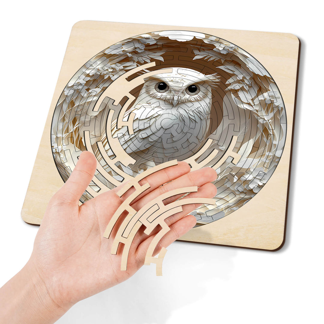 Elegant Owl Maze Puzzle showing a detailed owl illustration, perfect for enhancing focus and problem-solving skills.
