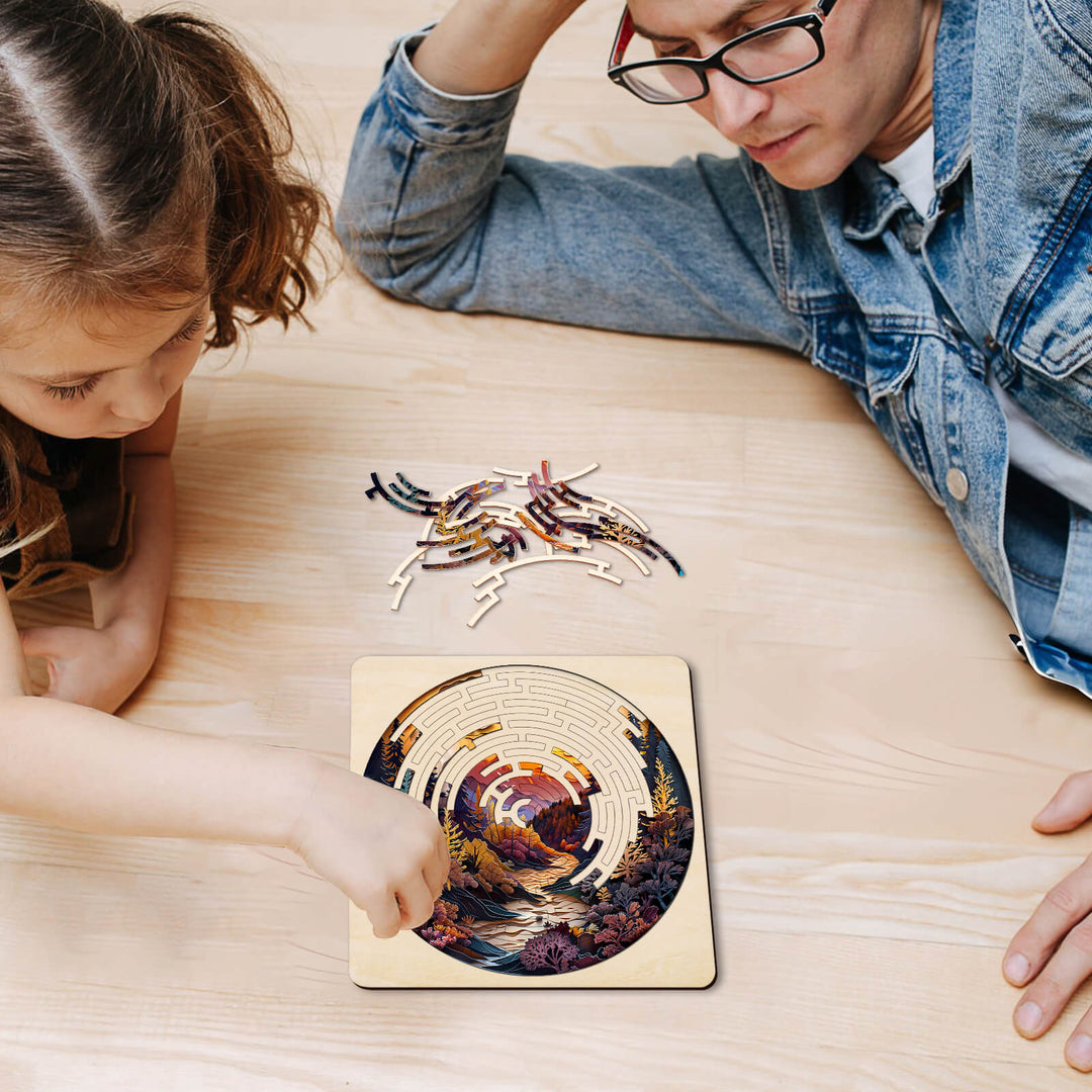Child and adult enjoying the Maze Puzzles¡ªAutumn Forest, engaging in fun and focused puzzle-solving activities.
