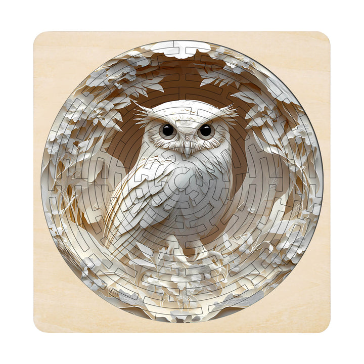 Maze Puzzles¡ªElegant Owl design featuring intricate maze and owl illustration, ideal for mind games and focus enhancement.