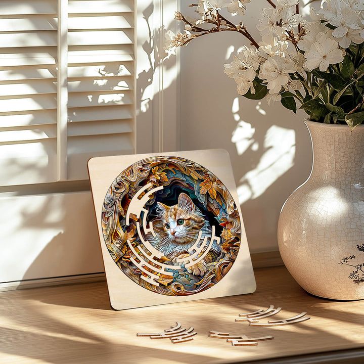 Maze Puzzles¡ªAutumn Cat design with intricate maze and floral elements, promoting mental focus and entertainment.