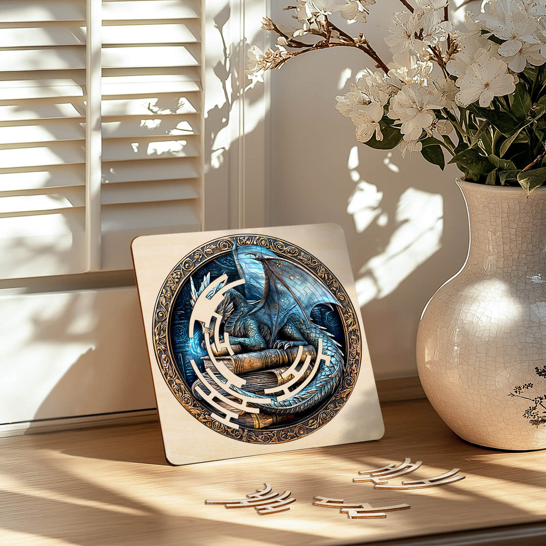 Maze Puzzles¡ªAncient protector displayed on a table, surrounded by flowers, enhancing focus and cognitive skills.