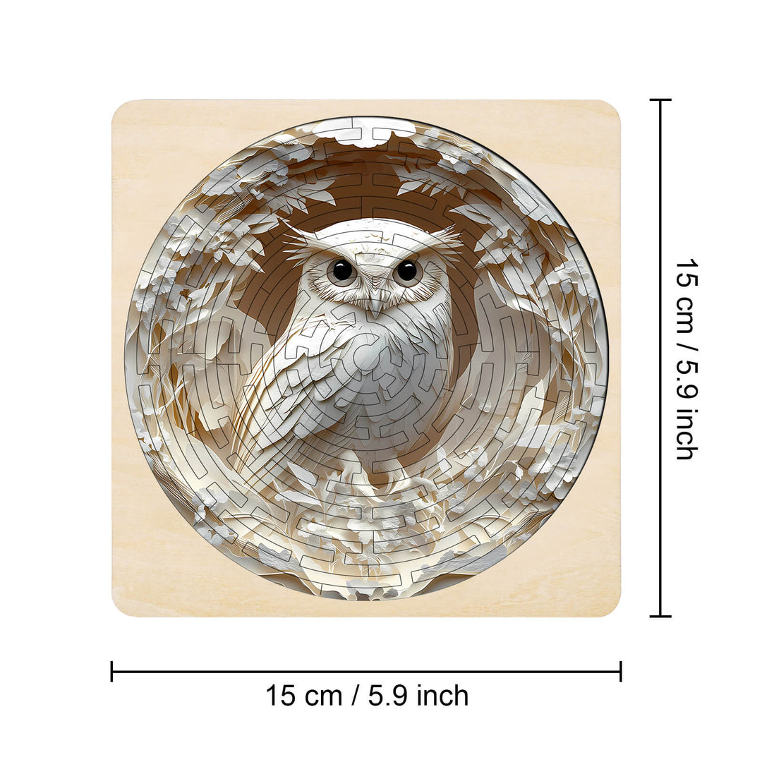 Maze Puzzles¡ªElegant Owl, 15 cm wooden jigsaw puzzle designed for mind games and focus enhancement.