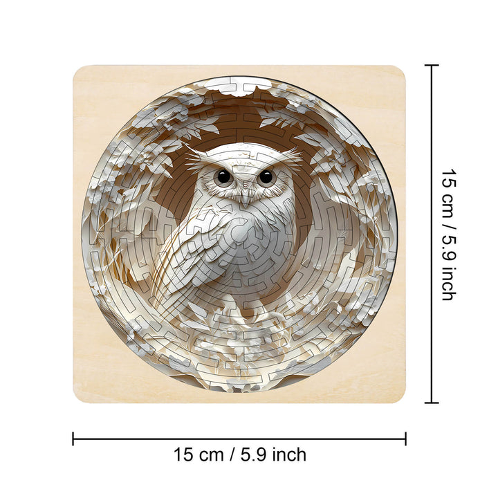 Maze Puzzles¡ªElegant Owl, 15 cm wooden jigsaw puzzle designed for mind games and focus enhancement.