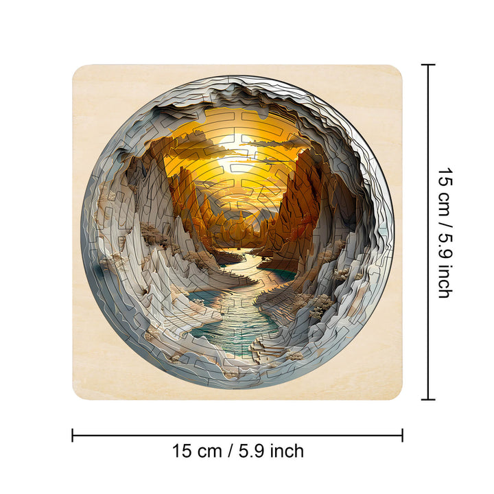 Maze Puzzles¡ªGolden River jigsaw puzzle featuring a serene river canyon with sunset, enhancing focus and mind skills.