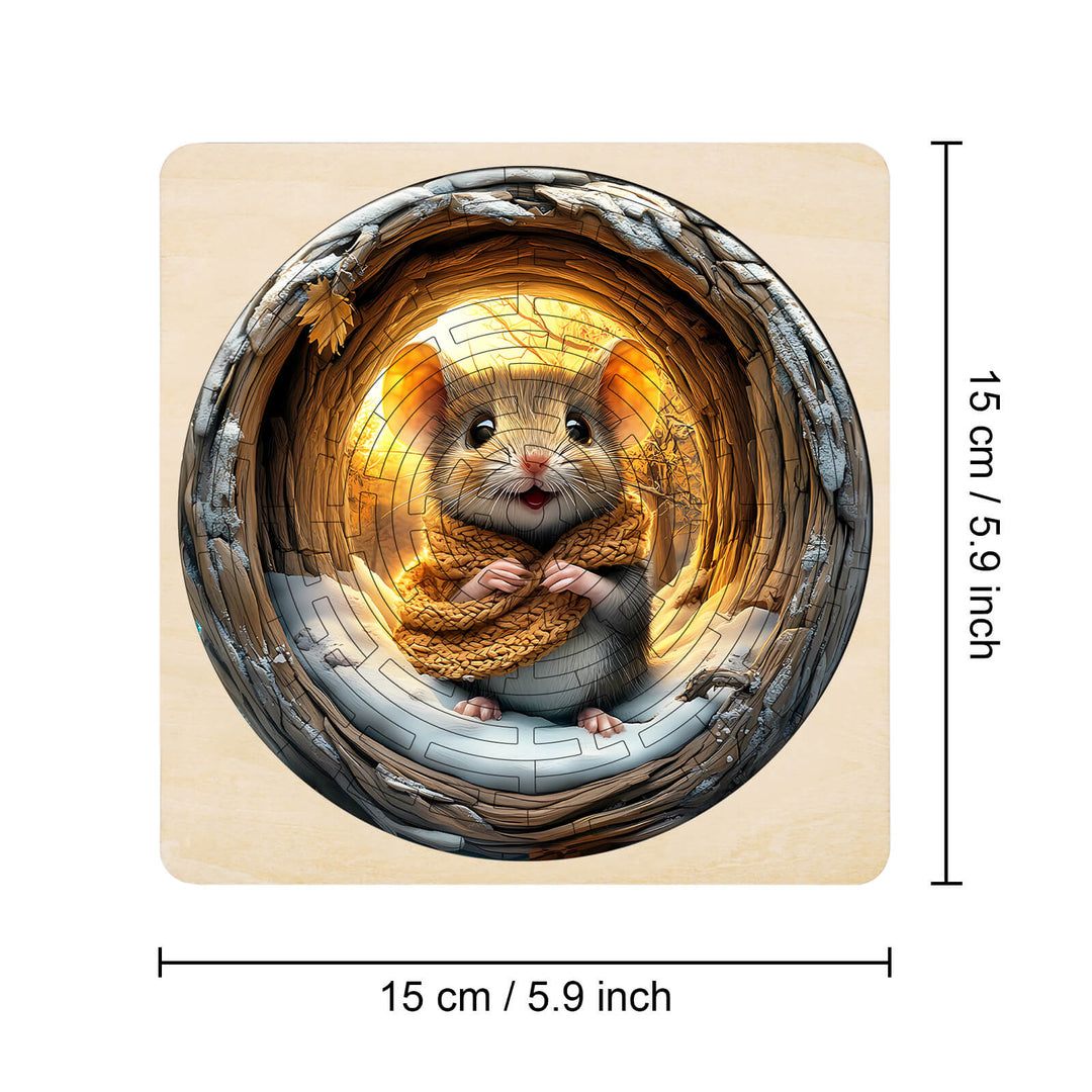 Cute mouse in a maze puzzle, designed to enhance focus and mental skills, perfect for jigsaw puzzle enthusiasts.