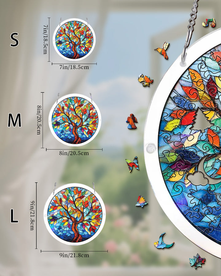 Acrylic Jigsaw Puzzle Suncatcher - Tree of Radiant Glass