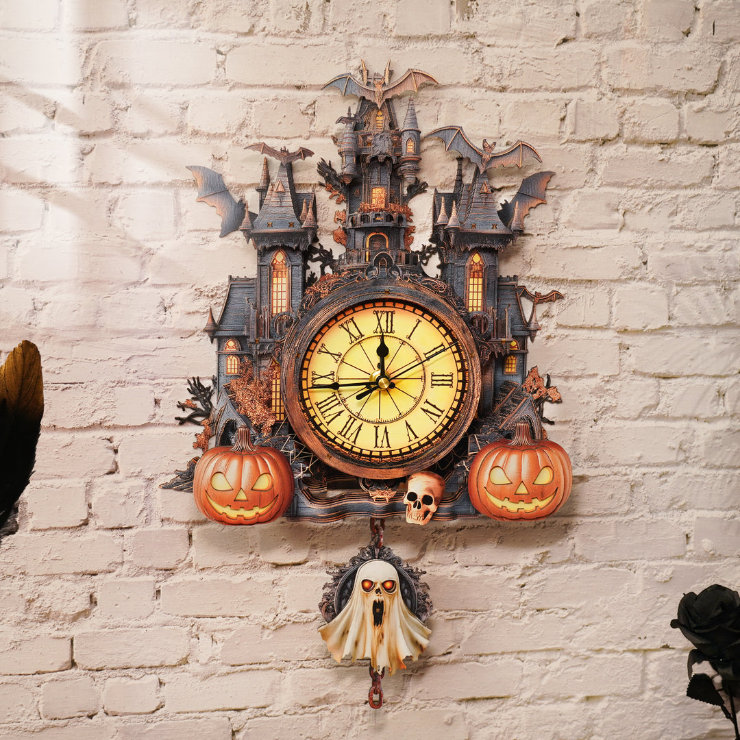 Halloween Castle-DIY Wooden Clock, 3D Puzzle Craft Kit