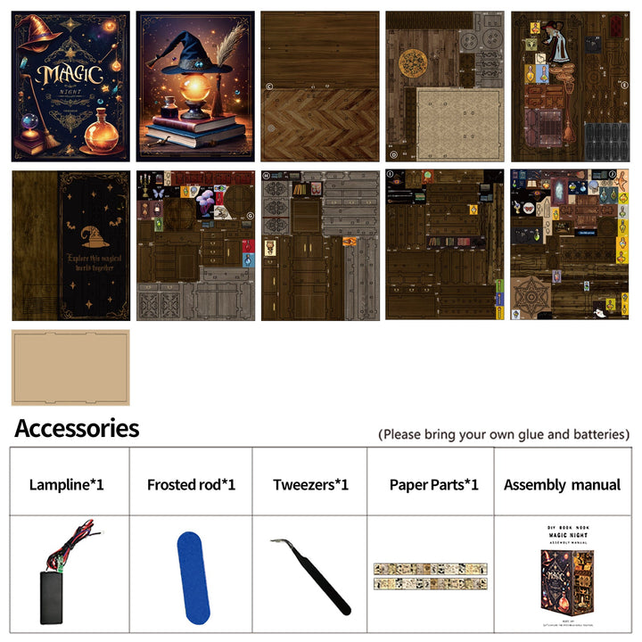 Magic Night - DIY Book Nook Kit,3D Wooden Puzzle - By Woodbests