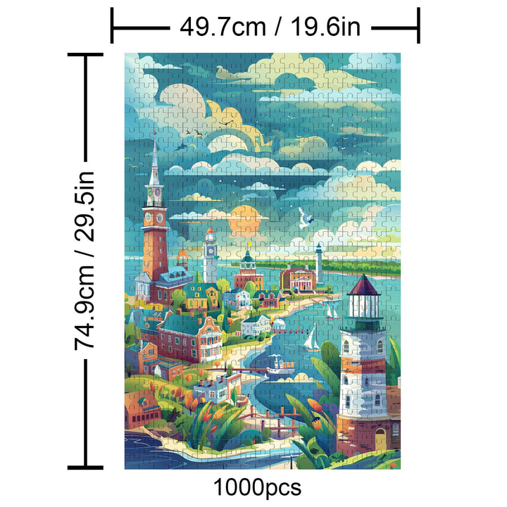 Coastal City 500 / 1000 Piece Puzzle - By Woodbests
