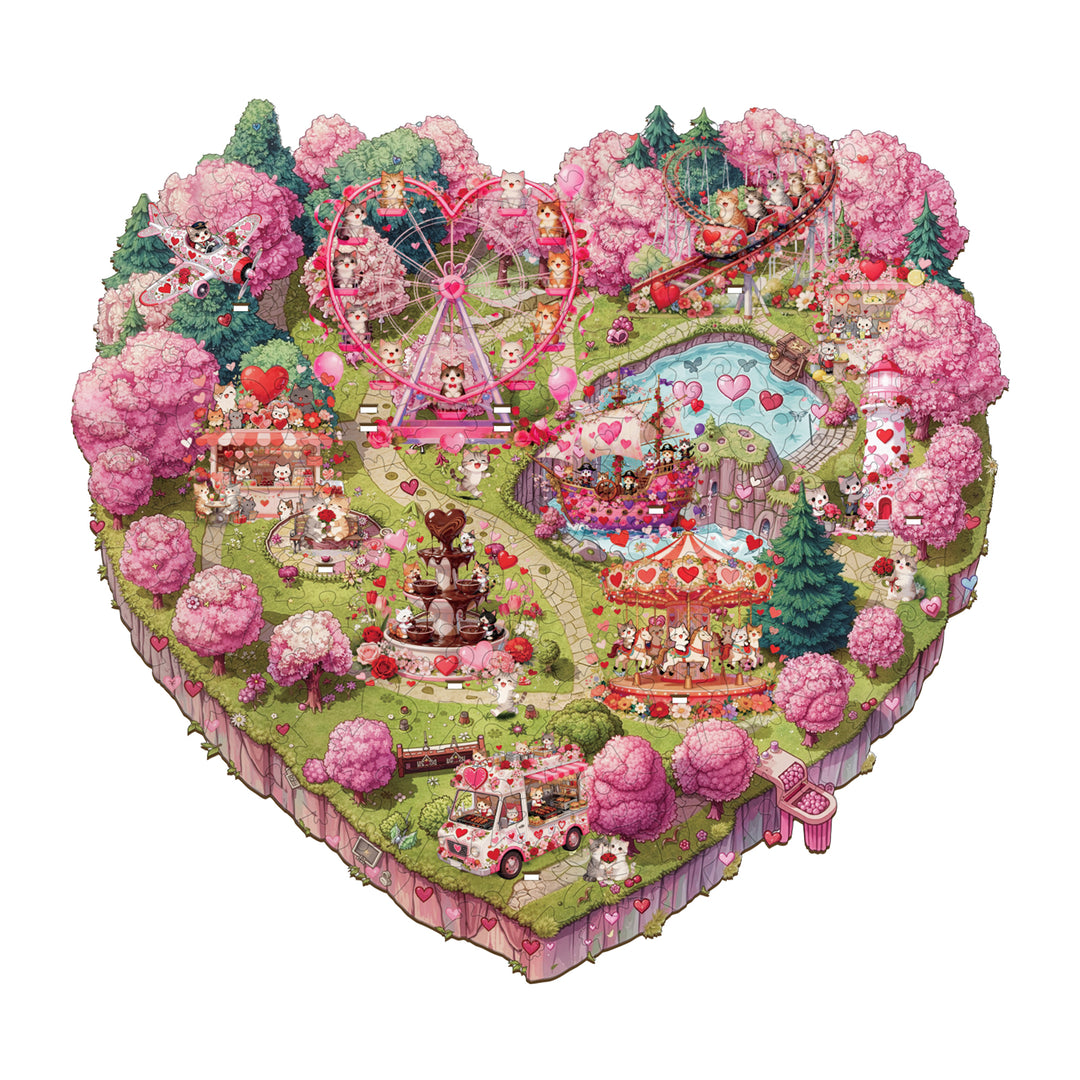 Valentine Kittyland Wooden Jigsaw Puzzle