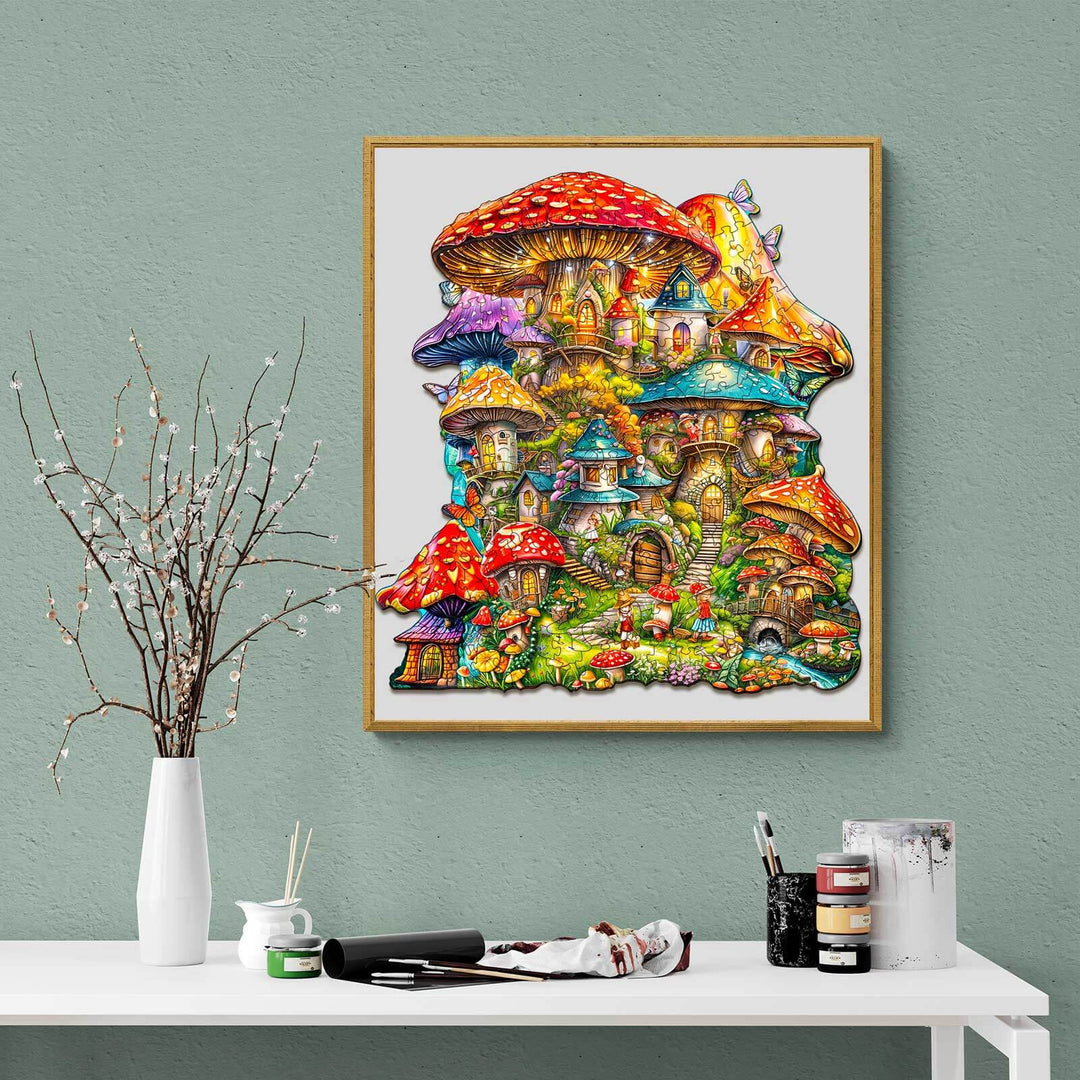 Mushroom House Wooden Jigsaw Puzzle - By Woodbests