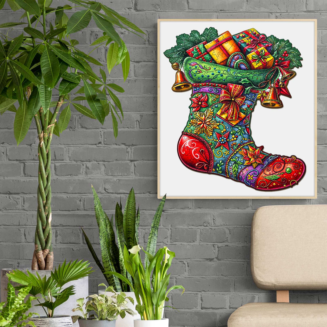 Christmas Socks Wooden Jigsaw Puzzle