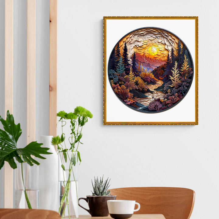 3D Sunset Forest Wooden Jigsaw Puzzle - Woodbests