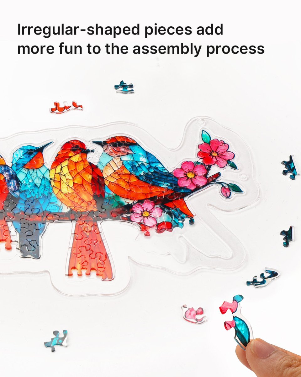 Acrylic Jigsaw Puzzle Suncatcher - Blossom Songbirds