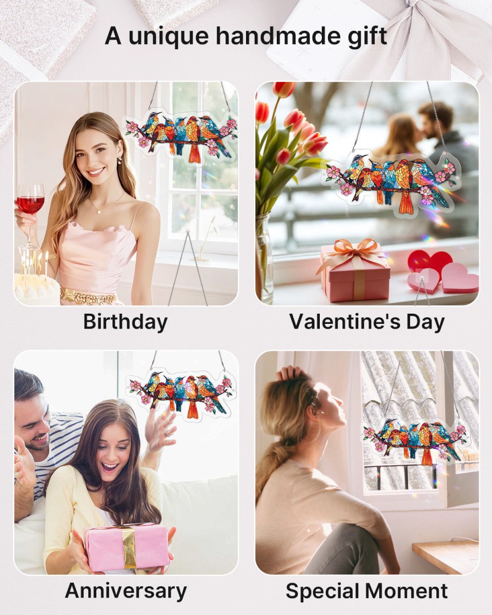 Acrylic Jigsaw Puzzle Suncatcher - Blossom Songbirds