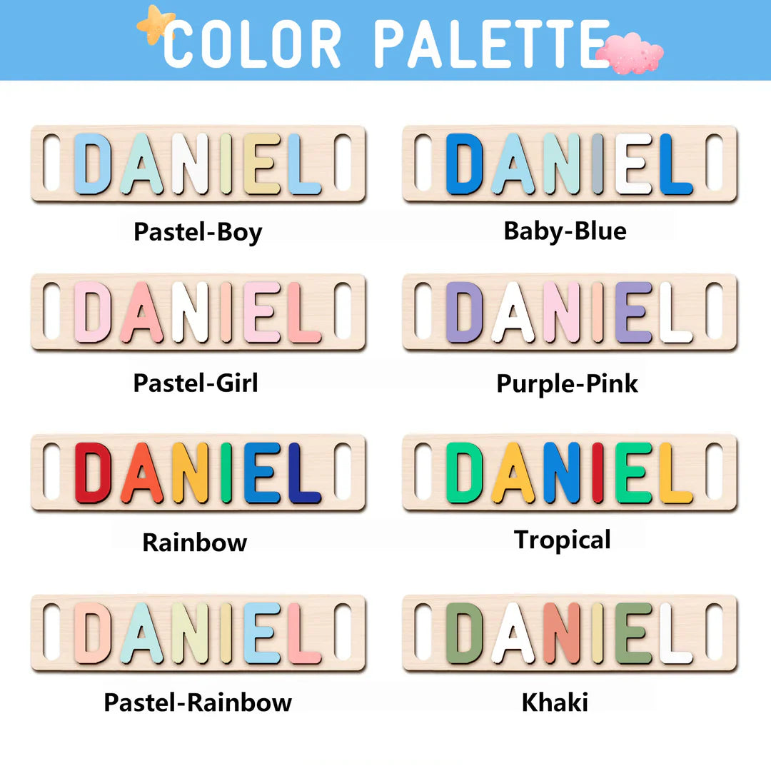 Personalised Wooden Baby Name Puzzle with Handle
