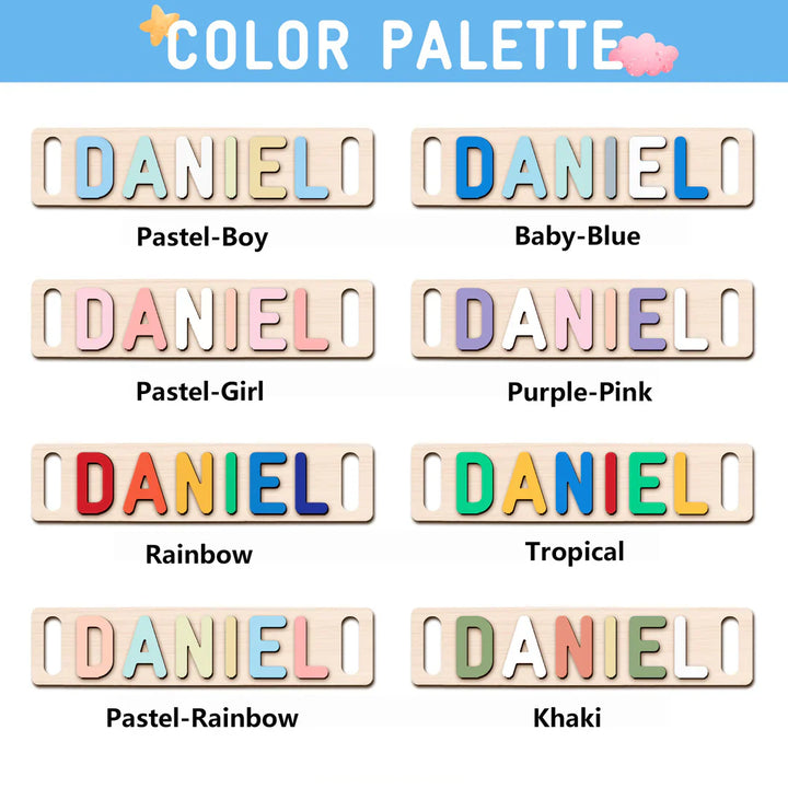 Personalised Wooden Baby Name Puzzle with Handle