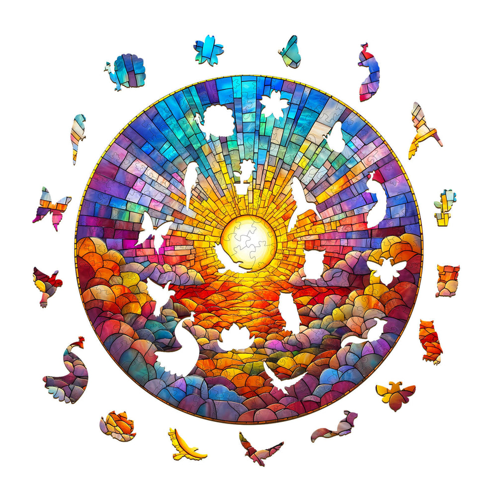Stained Glass Rainbow Wooden Jigsaw Puzzle - By Woodbests