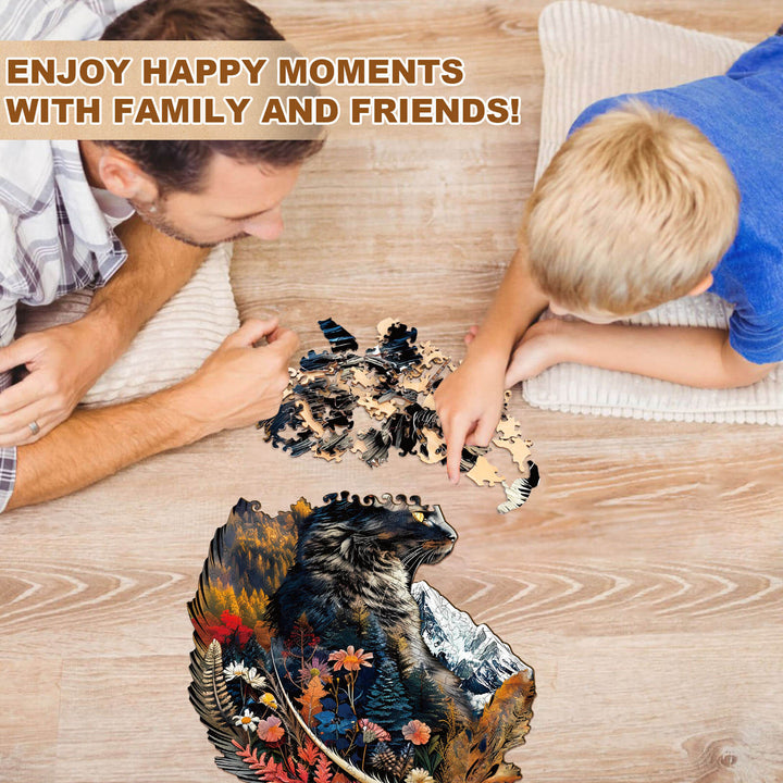 Feather Cat Wooden Jigsaw Puzzle