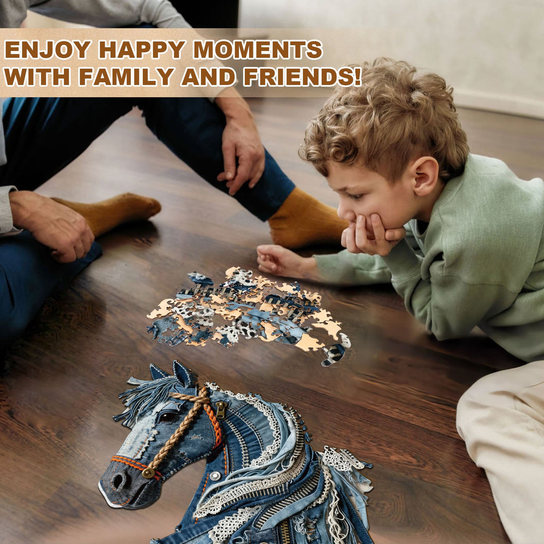 Denim Horse Wooden Jigsaw Puzzle