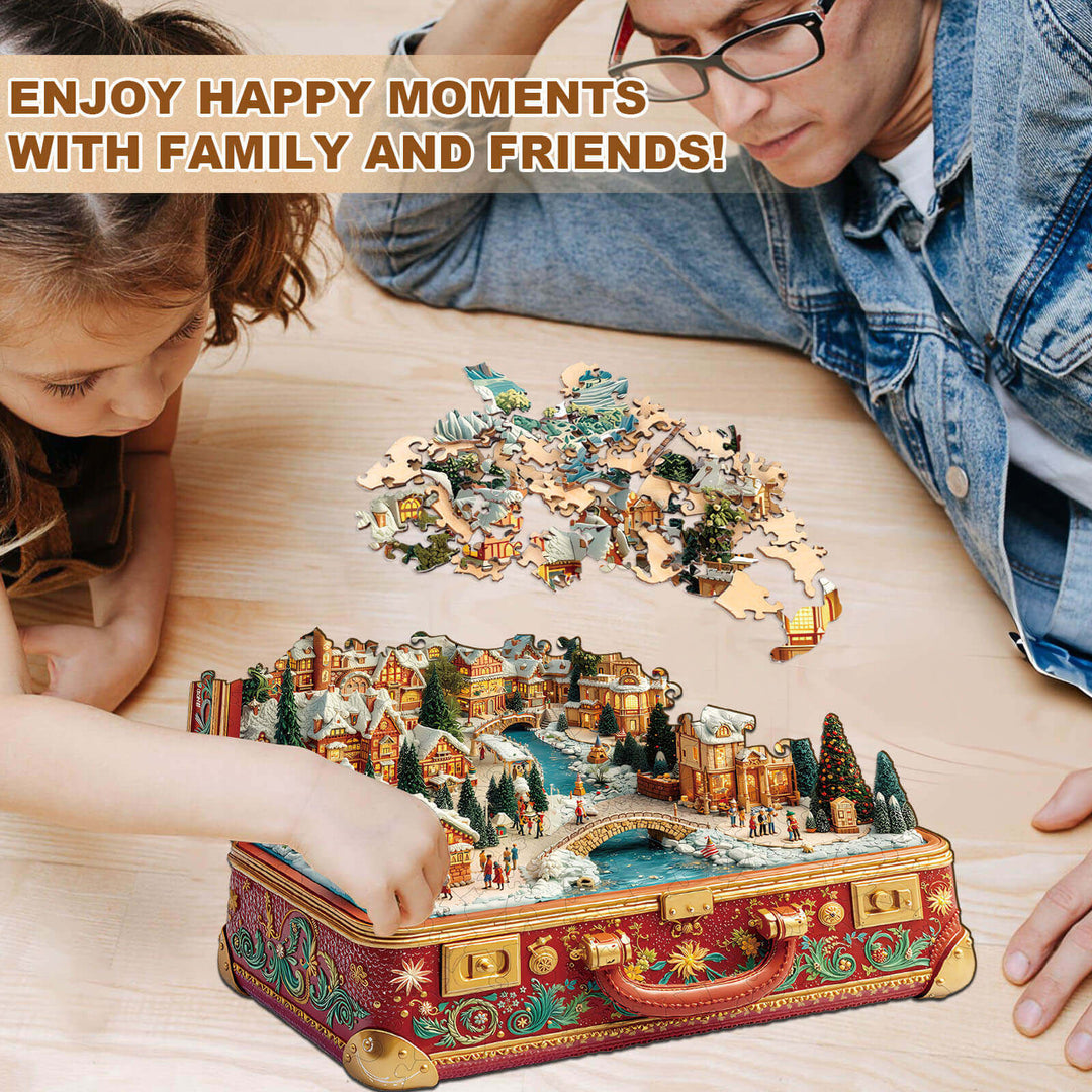 Suitcase Scenery-Christmas Wooden Jigsaw Puzzle