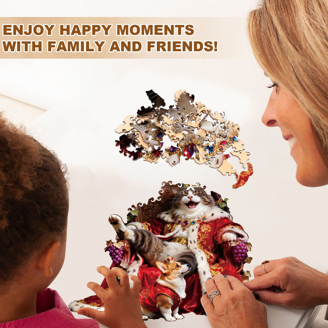 Crowned Feline Wooden Jigsaw Puzzle