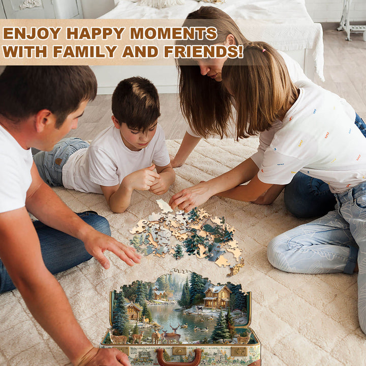 Suitcase scenery-Nordic forest Wooden Jigsaw Puzzle