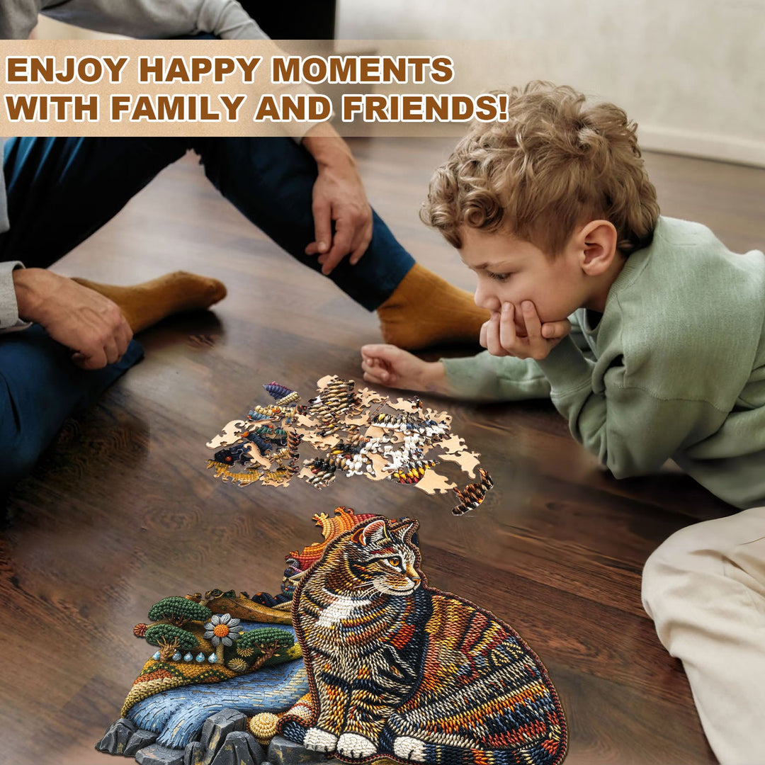 knitted kitten Wooden Jigsaw Puzzle