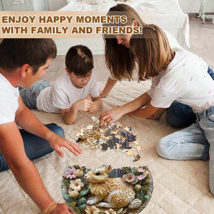 Relief Rabbit Wooden Jigsaw Puzzle