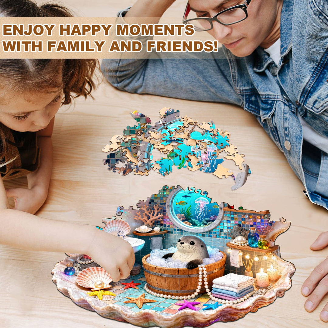 Bathing Seal Wooden Jigsaw Puzzle