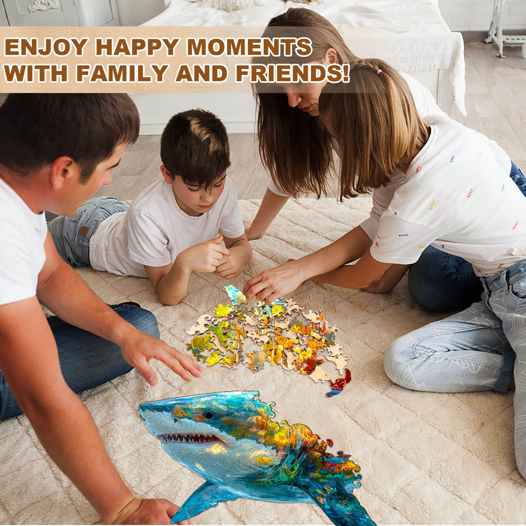 Flower shark Wooden Jigsaw Puzzle