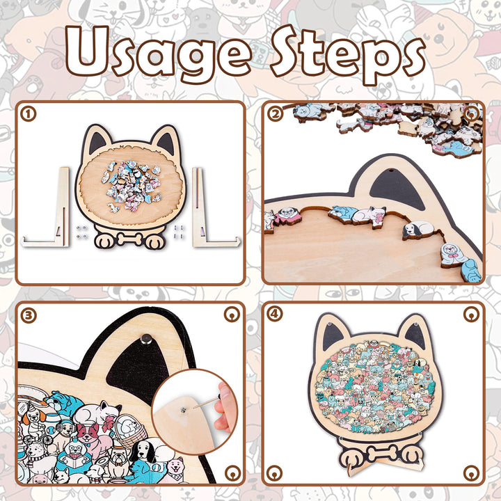 Morandi-Colored Dog Shaped Wooden Jigsaw Puzzle