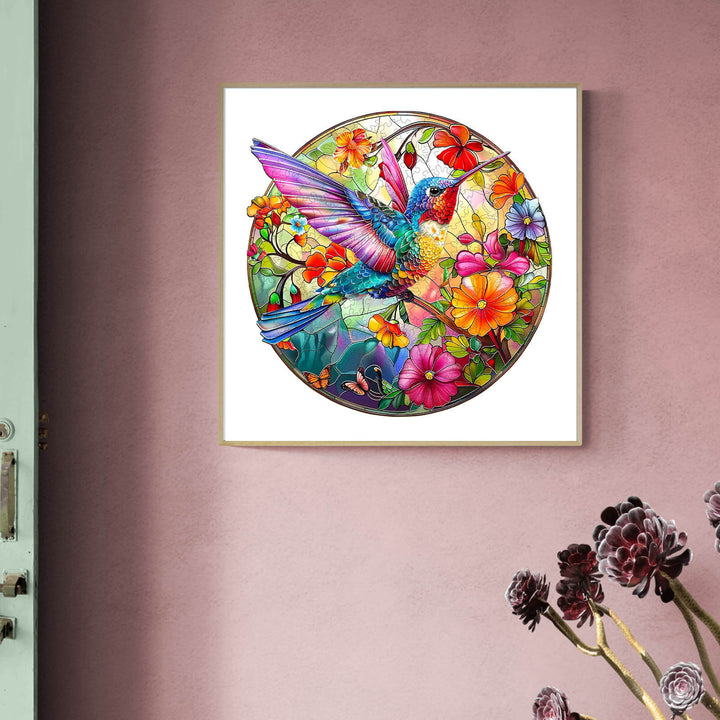 Stained Glass Hummingbird-2 Wooden Jigsaw Puzzle