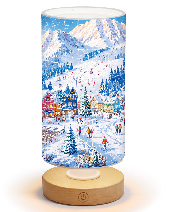 DIY Dimmable Acrylic Cylindrical Puzzle Lamp - Snow Town