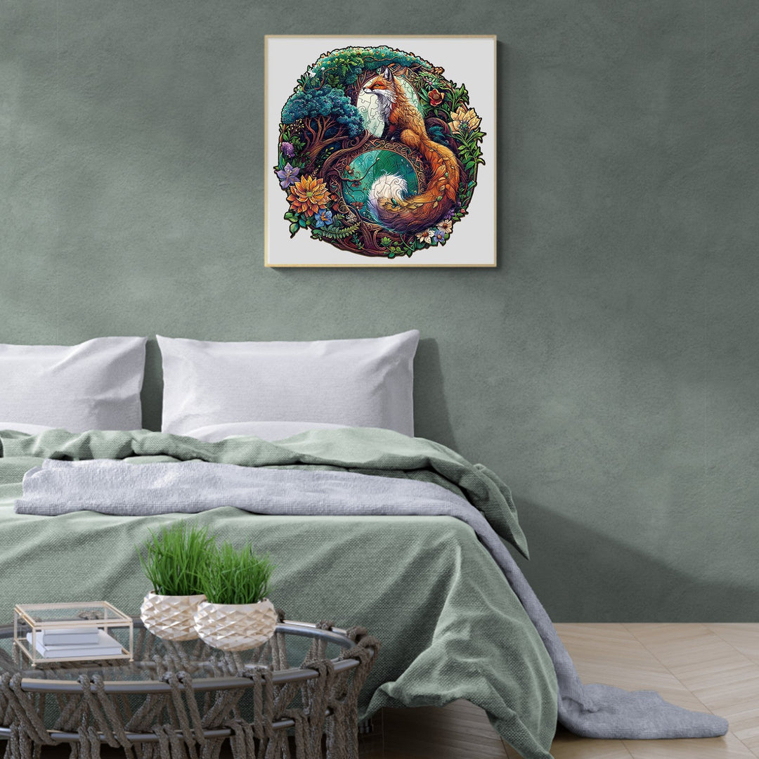 Yin Yang Fox-3 Wooden Jigsaw Puzzle-Woodbests