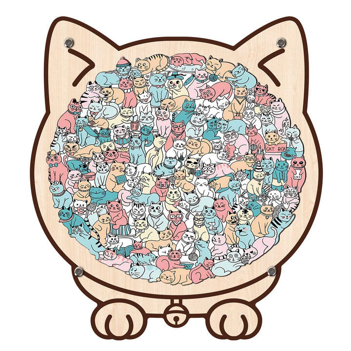 Morandi-Colored Cute Cat Shaped Wooden Jigsaw Puzzle