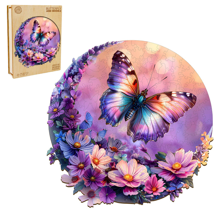 Butterfly and Moon-2 Wooden Jigsaw Puzzle - Woodbests