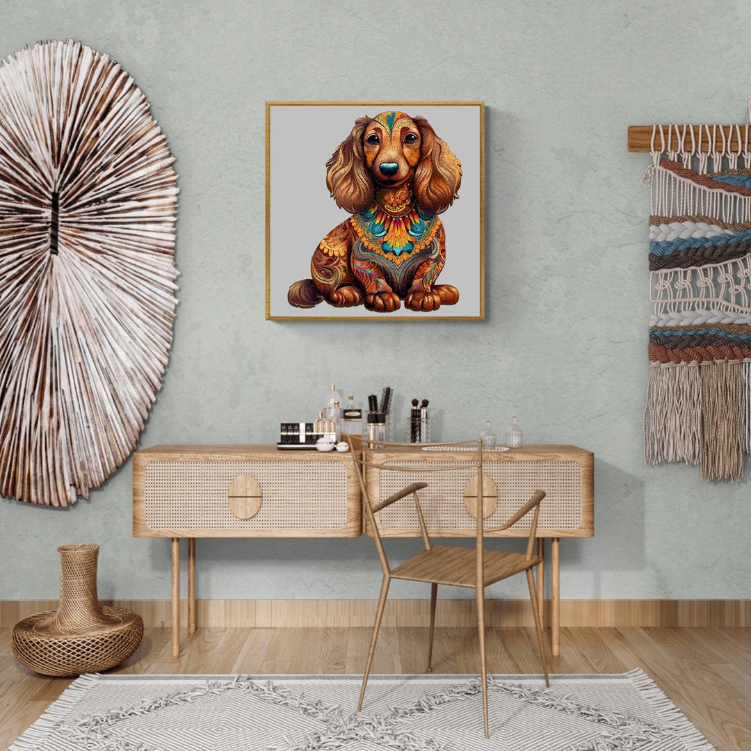Long-haired Dachshund 2 Wooden Jigsaw Puzzle-Woodbests