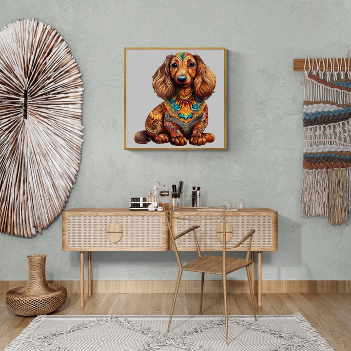 Long-haired Dachshund 2 Wooden Jigsaw Puzzle-Woodbests