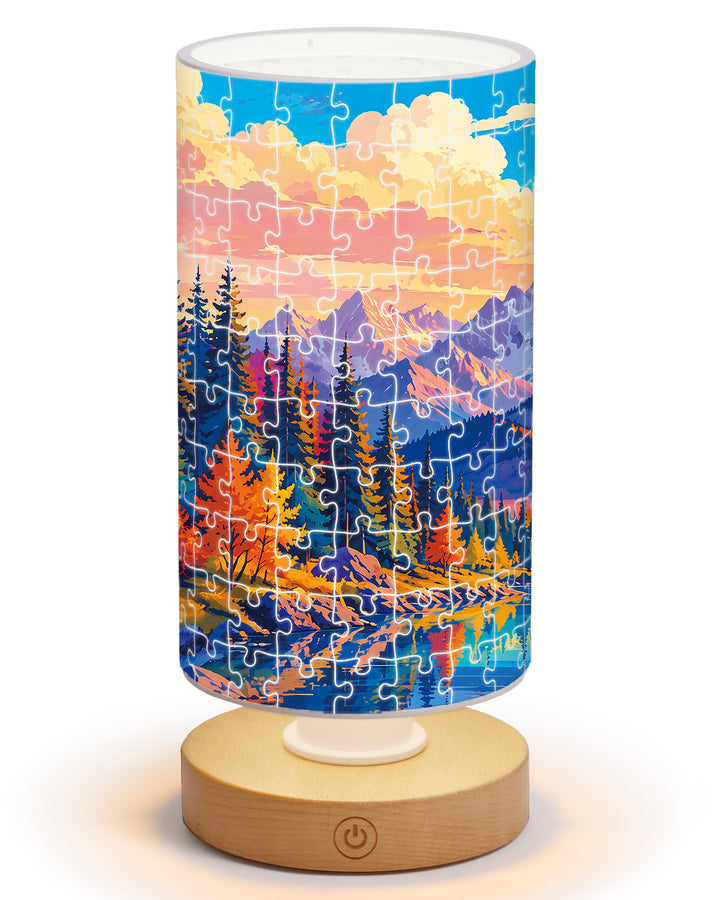 DIY Dimmable Acrylic Cylindrical Puzzle Lamp - Golden Mountain Valley