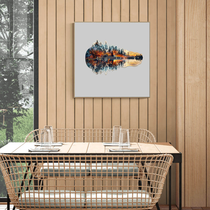Sunset guitar Wooden Jigsaw Puzzle