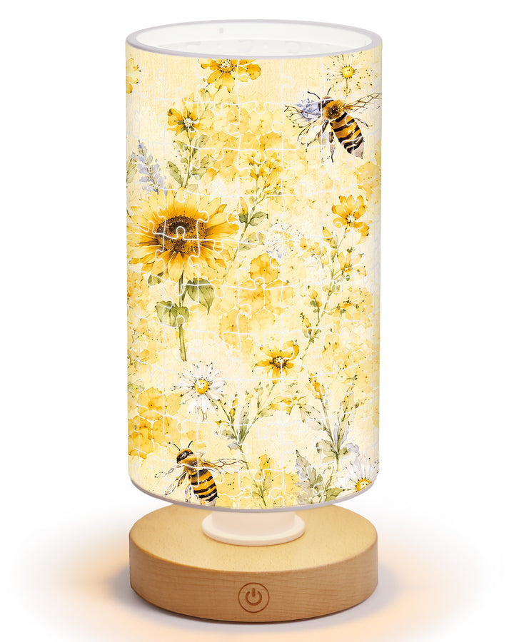 DIY Dimmable Acrylic Cylindrical Puzzle Lamp - Bees and Sunflowers