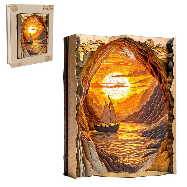 3D  Sunset sailing Wooden Jigsaw Puzzle